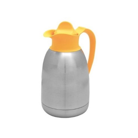 Isoleerkan RVS 1,5L met gele schroefdop thermoskan / thermosfles