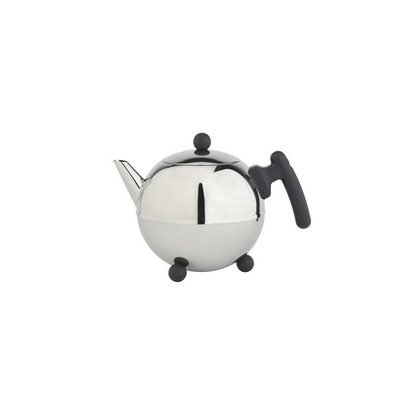 Bredemeijer Theepot BellaRonde 1,2L hoogglans rvs met zwart beslag