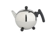 Bredemeijer Théière BellaRonde 1,2L en acier inoxydable brillant avec raccords noirs
