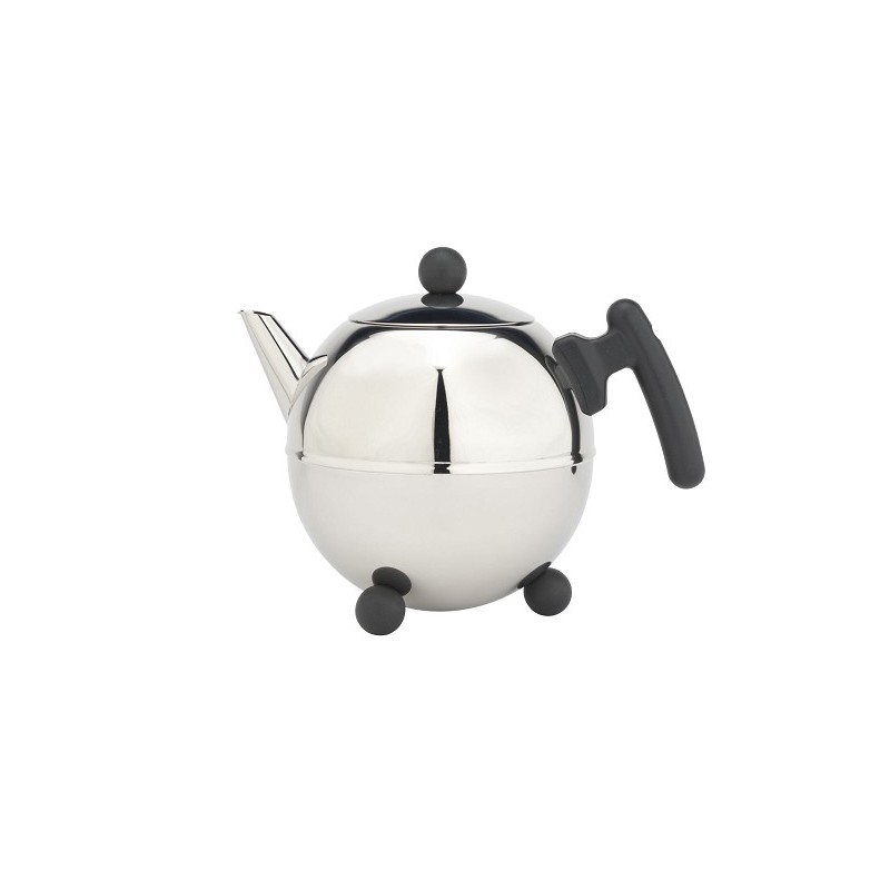 Bredemeijer Théière BellaRonde 1,5L en acier inoxydable brillant avec raccords noirs