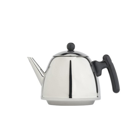 Théière Bredemeijer Classic 1,2 L en acier inoxydable brillant avec raccords noirs