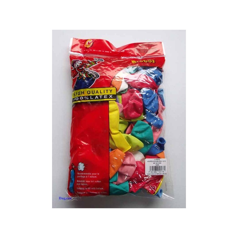 Ballons Globos nr12 mélange de différentes couleurs sachet de 100 pcs