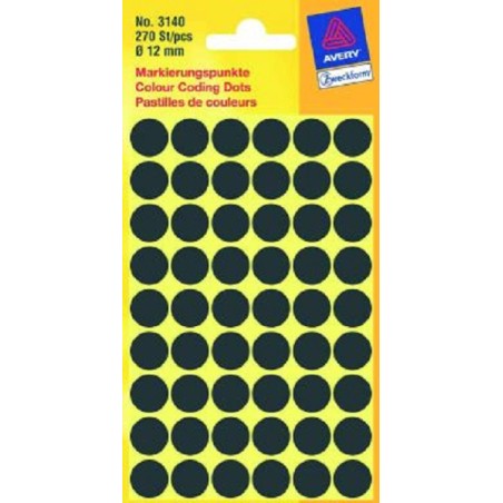 Étiquettes de marquage points noirs d12 mm 270 points par paquet, lot de 10 pièces