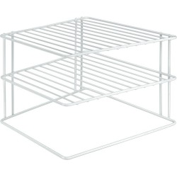 Metaltex Silos étagère d'angle 2 niveaux blanc