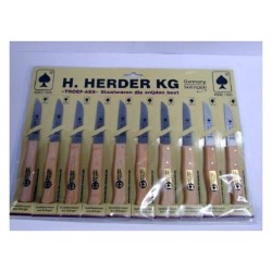 H.Herder couteau à éplucher PAS en acier inoxydable bois vierge droit 10 pièces