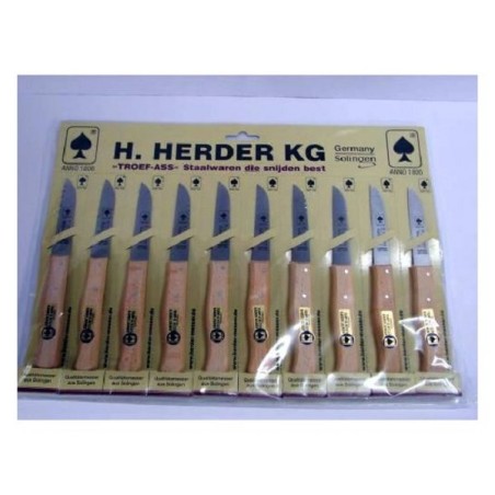 H.Herder couteau à éplucher PAS en acier inoxydable bois vierge droit 10 pièces