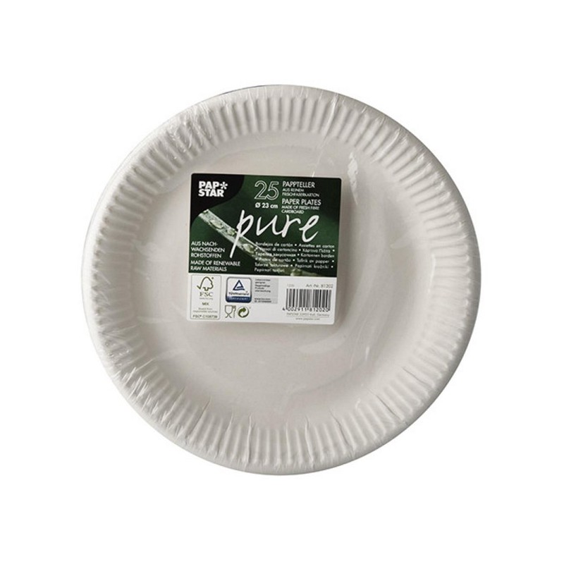 Papstar 25 wegwerp (disposable) kartonen borden wit 23cm