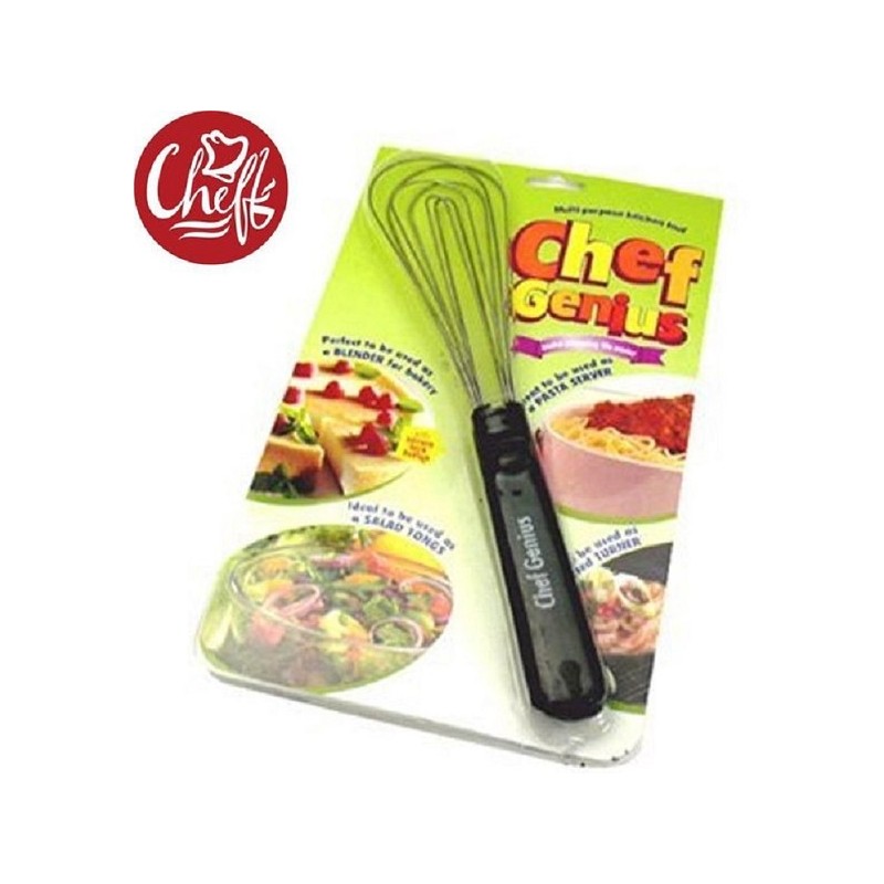 Chef Genius, ustensile de cuisine polyvalent 2 en 1, spatule à remuer et pince à salade