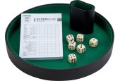 Jeu de dés complet avec 6 dés, patinoire de poker, bloc de score, coupe à dés