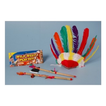 Coiffe indienne John Toy Big Chief avec pipe et hache
