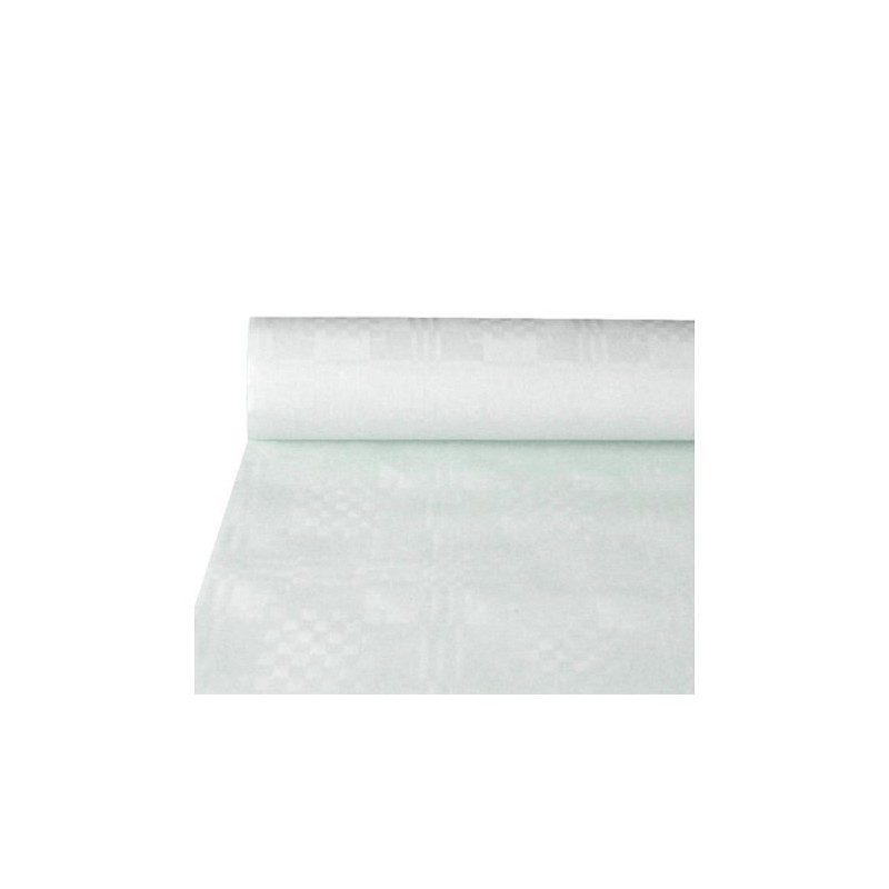 Damast tafelkleed papier ROL 118cmx8m wit