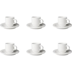 Mammoet Kop en Schotel Budgetline smal porselein wit140ml  (set van 6)  6,4x14cm