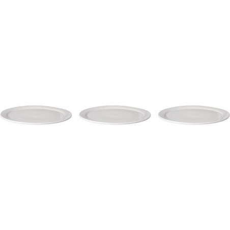 Mammoet Bord smalle rand bugetline porselein wit 26 cm (set van 3 )