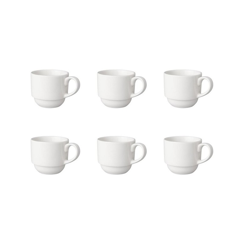 Mammoet Koffiekop breed 200ml porselein wit (set van 6) dia7,5x7cm