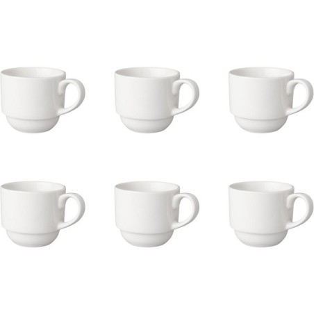 Mammoet Koffiekop breed 200ml porselein wit (set van 6) dia7,5x7cm