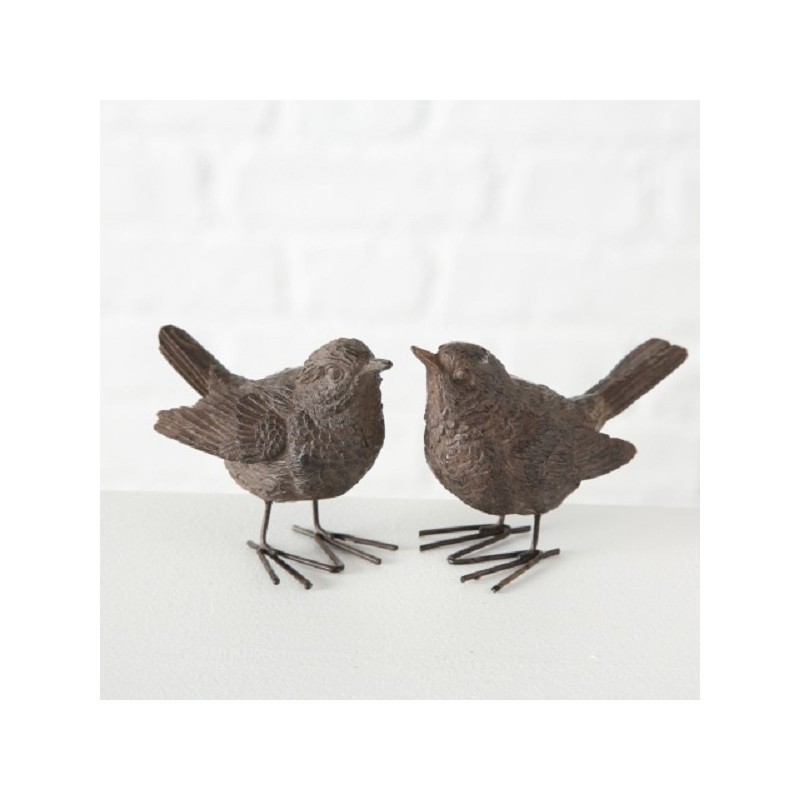Boltze Home Beeldje vogel Spatz H6cm kunsthars bruin
