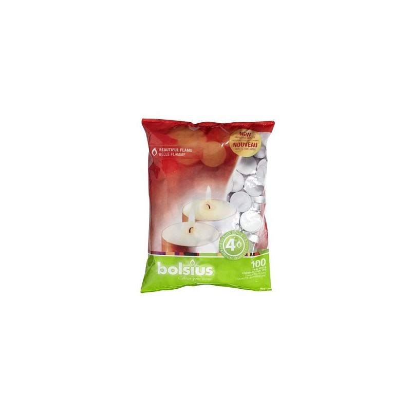 Photophore Bolsius 4u sachet 100 blanc