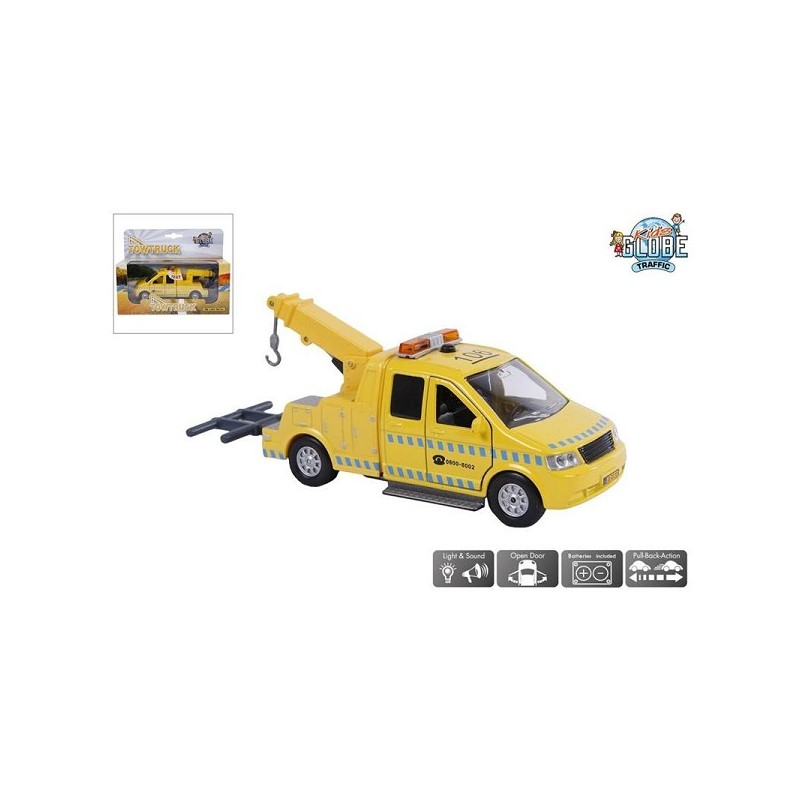 Kids Globe afsleepwagen die cast met licht en geluid 16cm, pullback