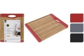 Planche à découper Bambou 27x22cm avec manche en plastique, disponible en 3 couleurs différentes