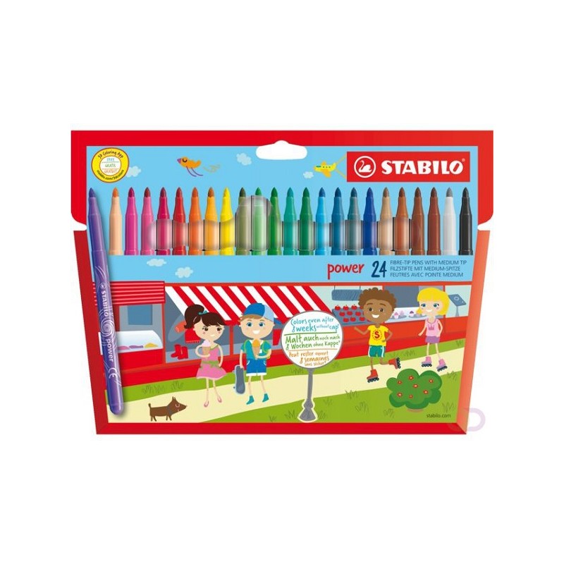 Stabilo powerviltstift etui 24st
