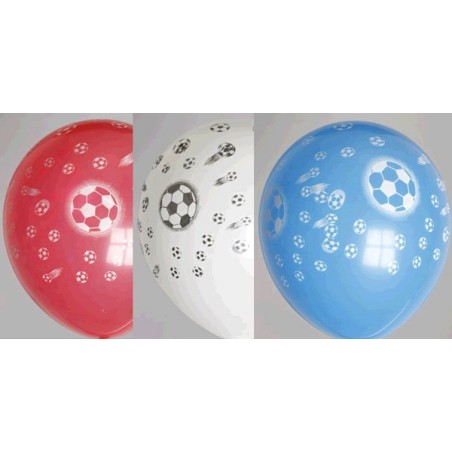 Globos zak 50 ballons voetbal rood/wit/blauw