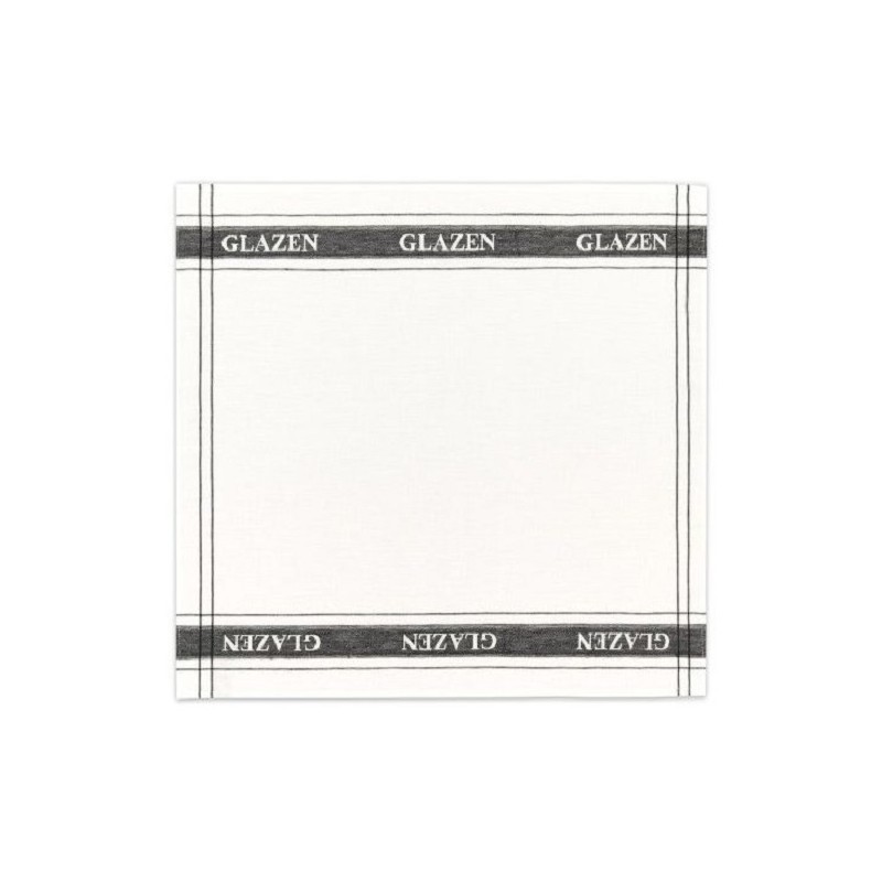 DDDDD Theedoek glazendoek zwart/wit 6 stuks