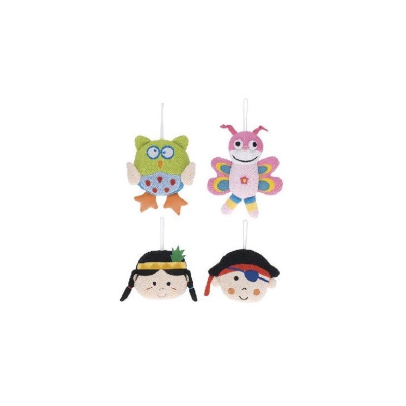 Katoen badspons met borduurwerk