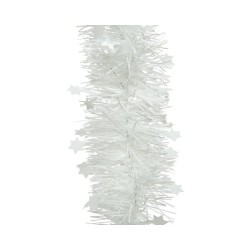 Decoris kerstboom guirlande tinsel glans ster lametta 10cm x 270cm wit