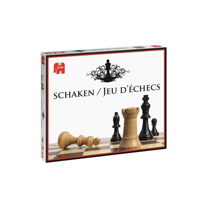 Jumbo Schaken 1 Kartonnen Bord (30x30cm) Met 32 Houten Stukken.