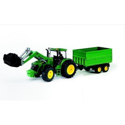 Bruder John Deere 7930 tractor met frontlader en trailer