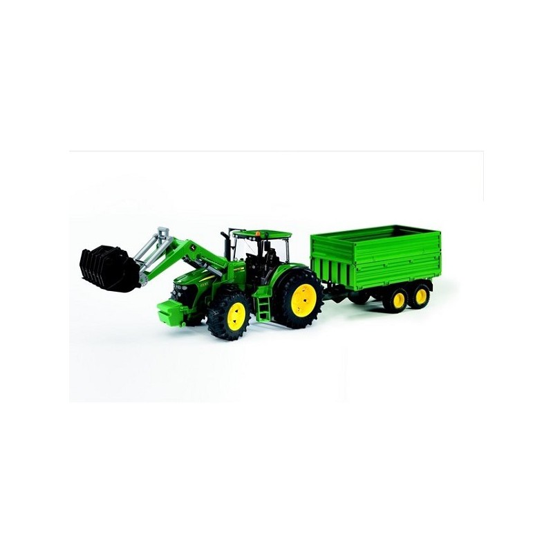 Bruder John Deere 7930 tractor met frontlader en trailer