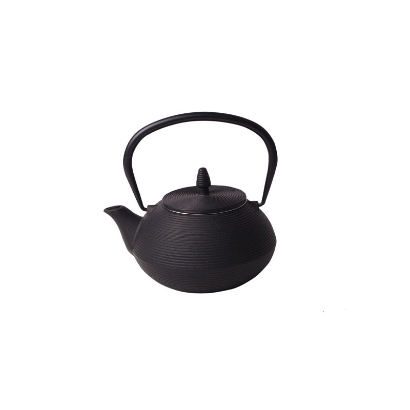 Theepot gietijzer 0.8L met ribbel ( 17x15x10cm )
