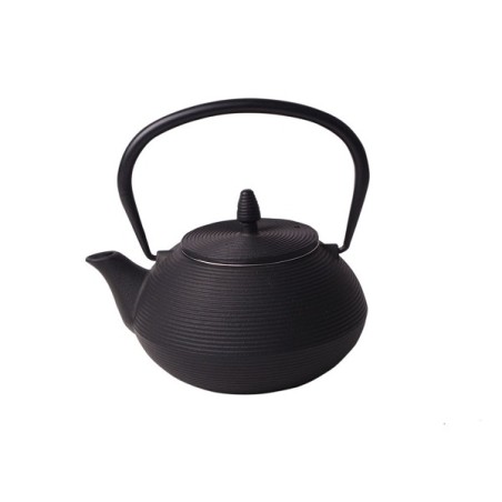 Theepot gietijzer 0.8L met ribbel ( 17x15x10cm )