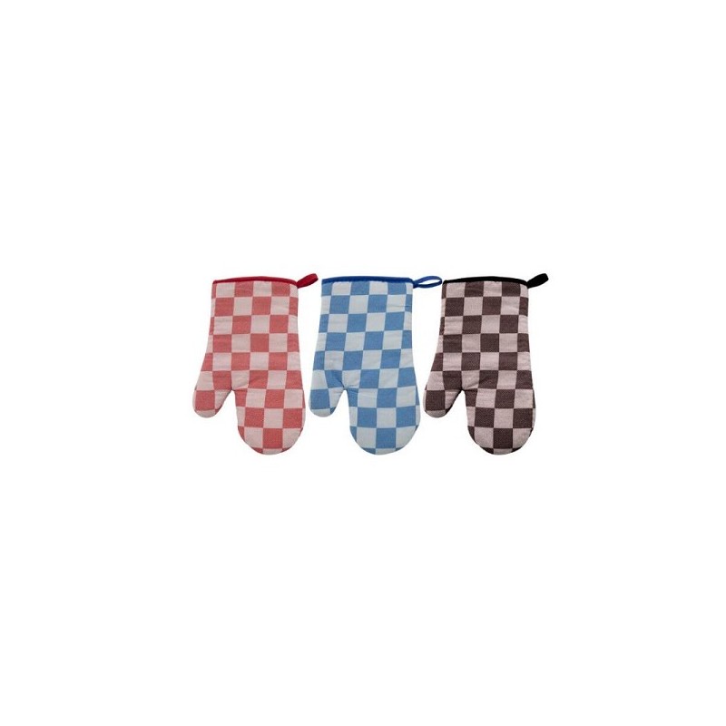 Ovenhandschoen ovenhandschoen katoen ruit blauw, rood of zwart