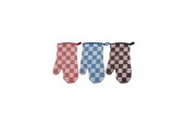 Ovenhandschoen ovenhandschoen katoen ruit blauw, rood of zwart
