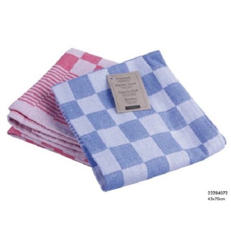 Torchon coton diamant bleu, rouge ou noir