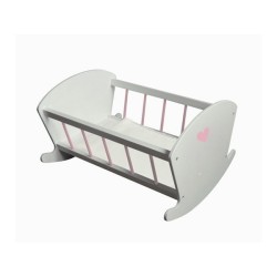 Poppen schommelbedje wit met hart