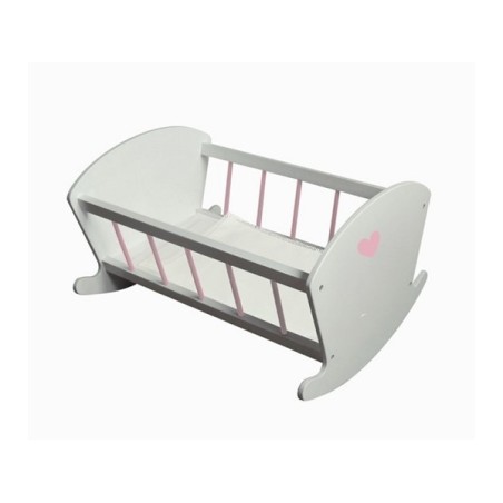 Poppen schommelbedje wit met hart