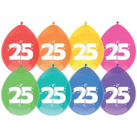 Ballons 25 ans pack de 6 pièces
