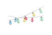Lumineo LED Solar Stringlights Kunststof 10 Lampen Multikleur Lengte 450cm.