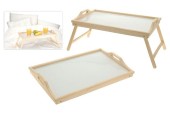 Plateau petit-déjeuner pour lit avec pieds pliants en bois L50xL33xH23cm