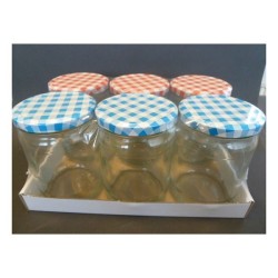 Weckglas / Weckpot / Jampot Met Geruit Schroefdeksel 580 Ml Pak A 6st.
