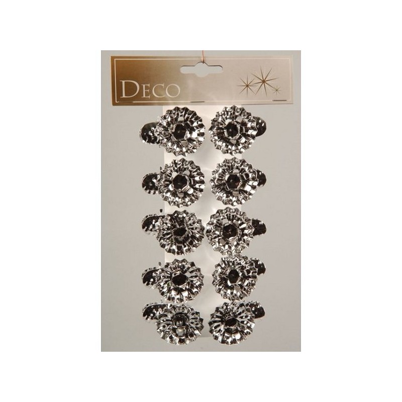 Decoris bougeoirs sapin de Noël avec clip 5x3,5cm argent