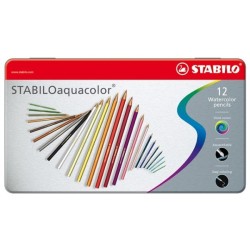 Stabilo 12 kleurpotloden aquacolor in metalen doosje
