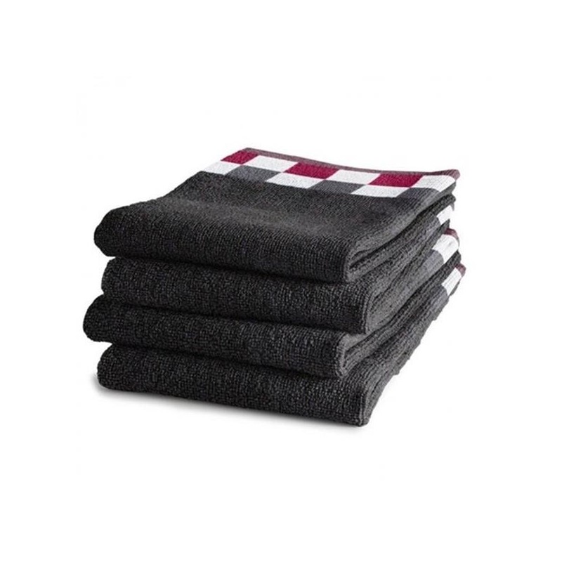 DDDDD Torchon Carre anthracite 50x55cm 6 pièces