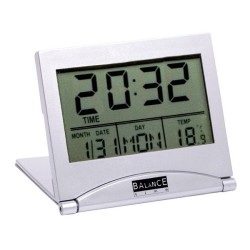Reiswekker kwarts lcd zilver kunststof