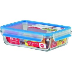 Emsa Clip & Close 3D Boîte de rangement en verre 1,3 litres