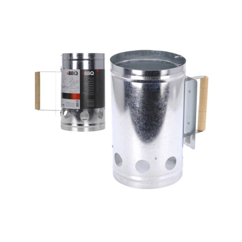 BBQ starter metaal met houten handvat H27,5cm