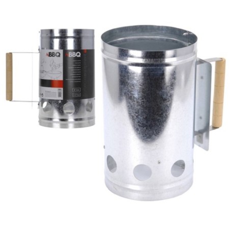 BBQ starter metaal met houten handvat H27,5cm
