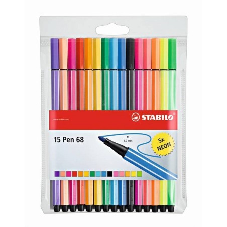 Stabilo pen 68 etui 10+5 neon